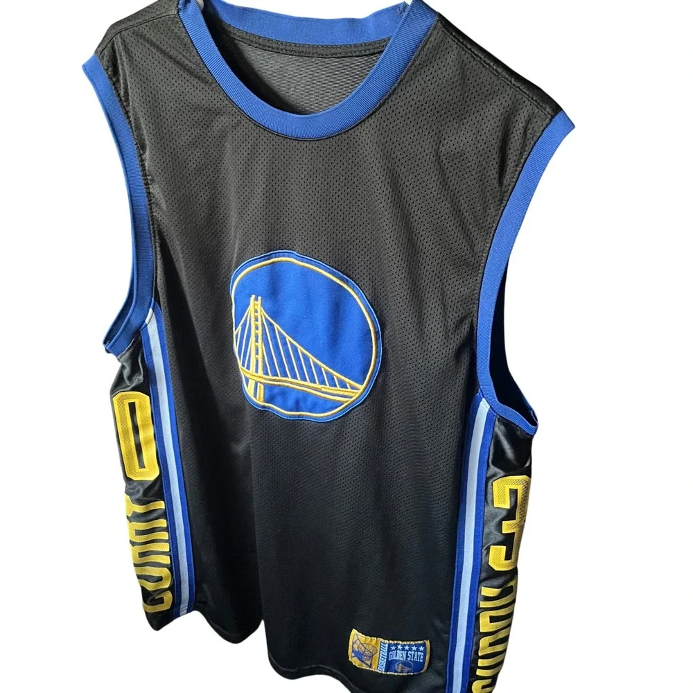 NBA Jersey Golden State Warriors Stephen Curry 30 Black Mesh Sleeveless Top L